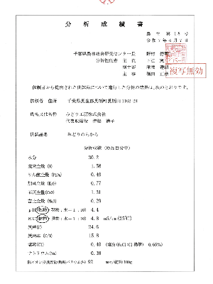 外部機関による成分分析